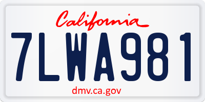 CA license plate 7LWA981