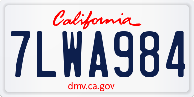 CA license plate 7LWA984