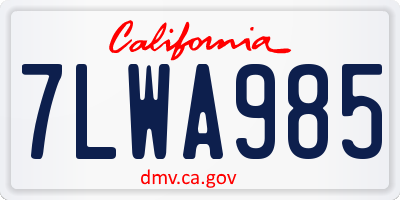 CA license plate 7LWA985