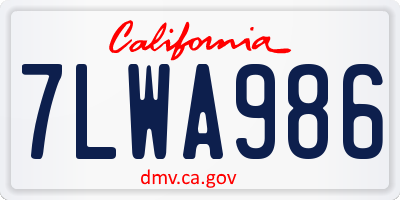 CA license plate 7LWA986