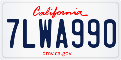 CA license plate 7LWA990