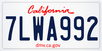 CA license plate 7LWA992