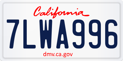 CA license plate 7LWA996