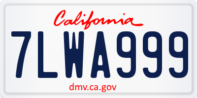 CA license plate 7LWA999
