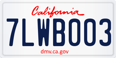CA license plate 7LWB003
