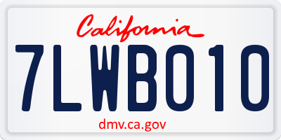 CA license plate 7LWB010
