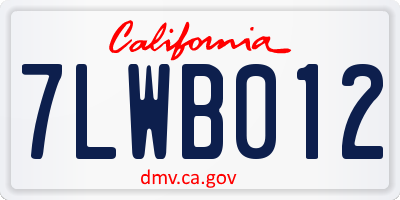 CA license plate 7LWB012
