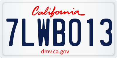 CA license plate 7LWB013
