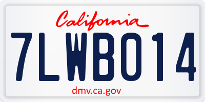 CA license plate 7LWB014