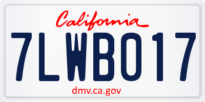 CA license plate 7LWB017