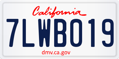 CA license plate 7LWB019