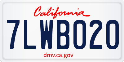 CA license plate 7LWB020