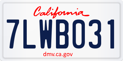 CA license plate 7LWB031