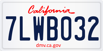 CA license plate 7LWB032