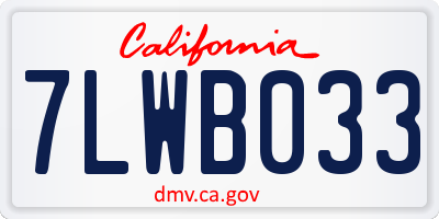 CA license plate 7LWB033