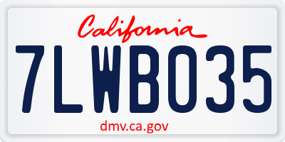 CA license plate 7LWB035