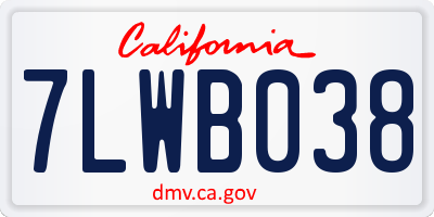 CA license plate 7LWB038