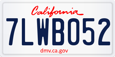 CA license plate 7LWB052
