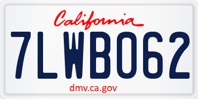 CA license plate 7LWB062