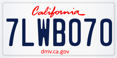 CA license plate 7LWB070