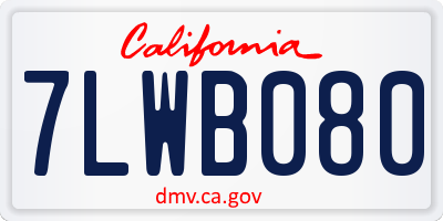 CA license plate 7LWB080