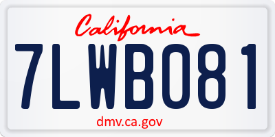 CA license plate 7LWB081