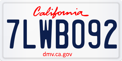 CA license plate 7LWB092