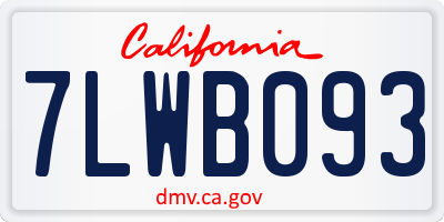 CA license plate 7LWB093