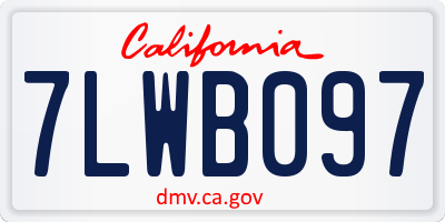 CA license plate 7LWB097