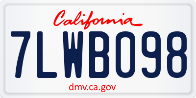 CA license plate 7LWB098