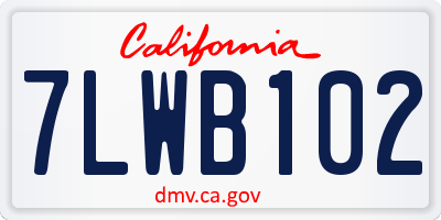 CA license plate 7LWB102