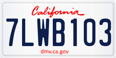 CA license plate 7LWB103