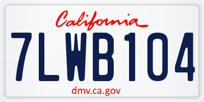 CA license plate 7LWB104