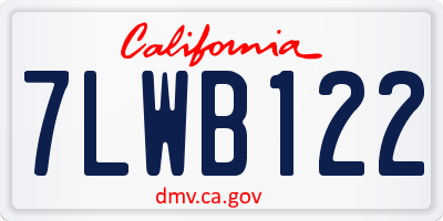 CA license plate 7LWB122