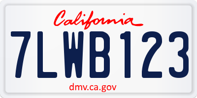 CA license plate 7LWB123