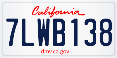 CA license plate 7LWB138
