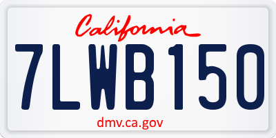 CA license plate 7LWB150