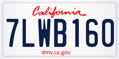 CA license plate 7LWB160