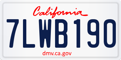 CA license plate 7LWB190