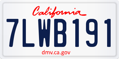 CA license plate 7LWB191