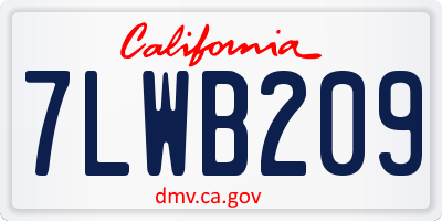 CA license plate 7LWB209