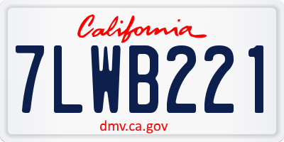 CA license plate 7LWB221