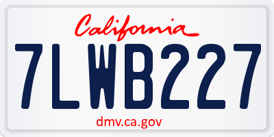 CA license plate 7LWB227