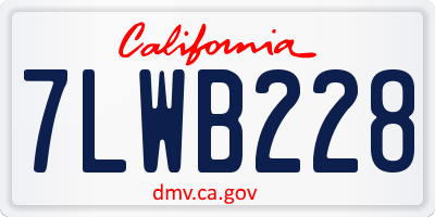 CA license plate 7LWB228