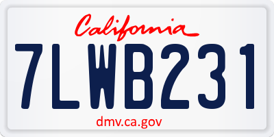 CA license plate 7LWB231