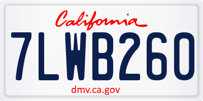CA license plate 7LWB260