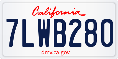 CA license plate 7LWB280