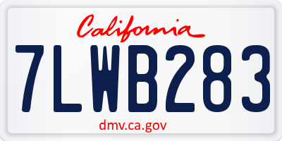 CA license plate 7LWB283