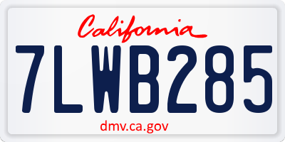 CA license plate 7LWB285