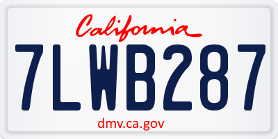 CA license plate 7LWB287
